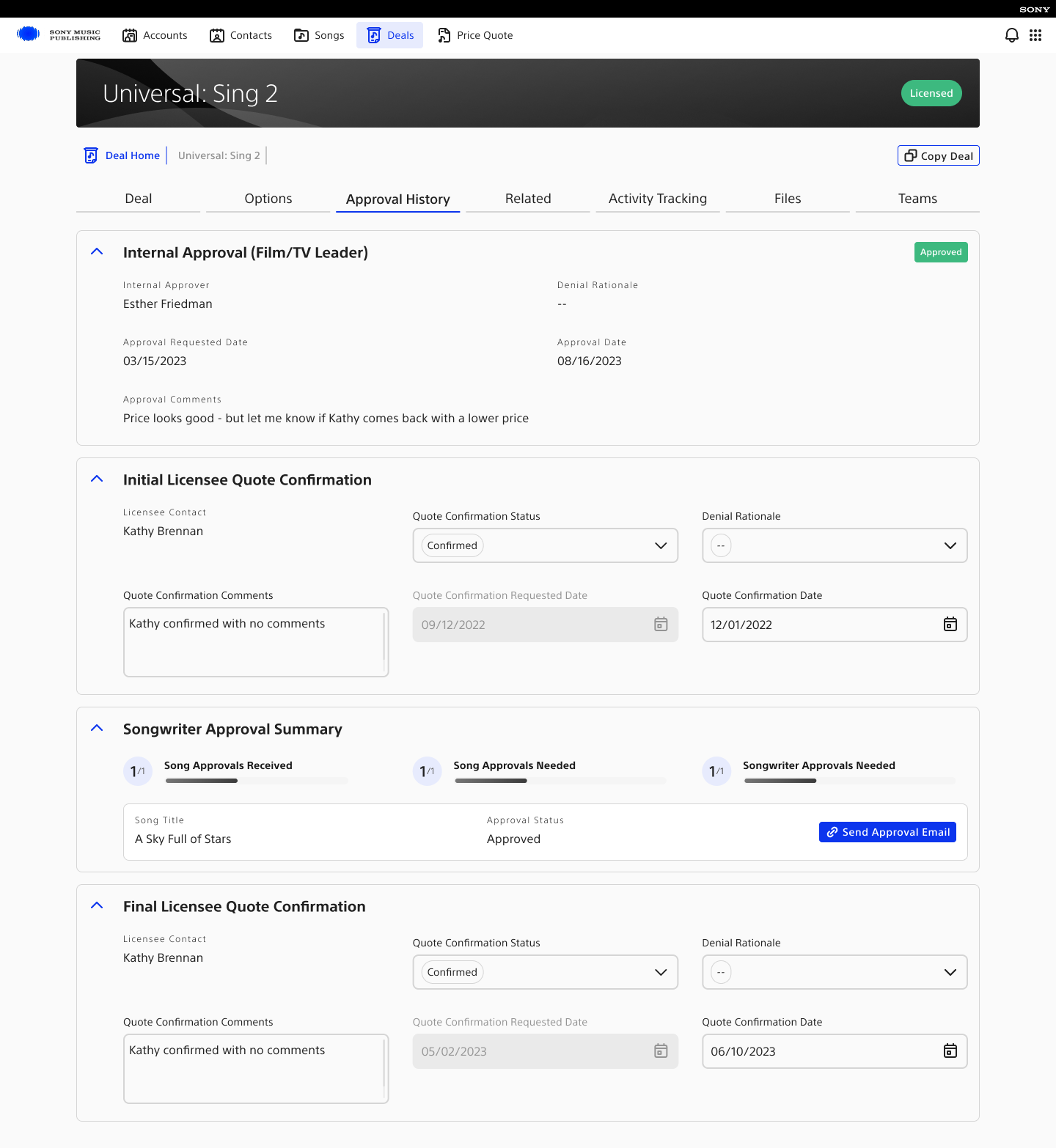 Deal workspace — activity alternate